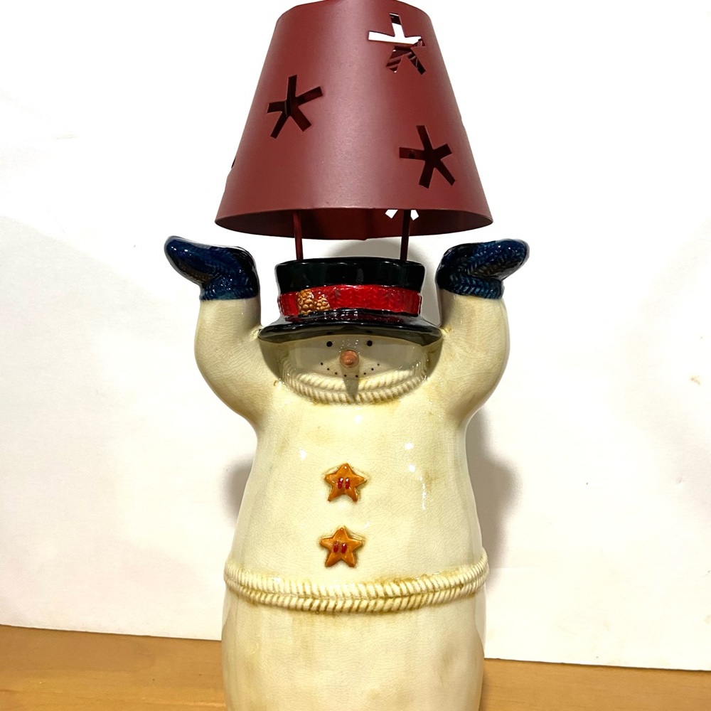 Vintage Snowman Votive Holder Linens & Things 1999 NWT